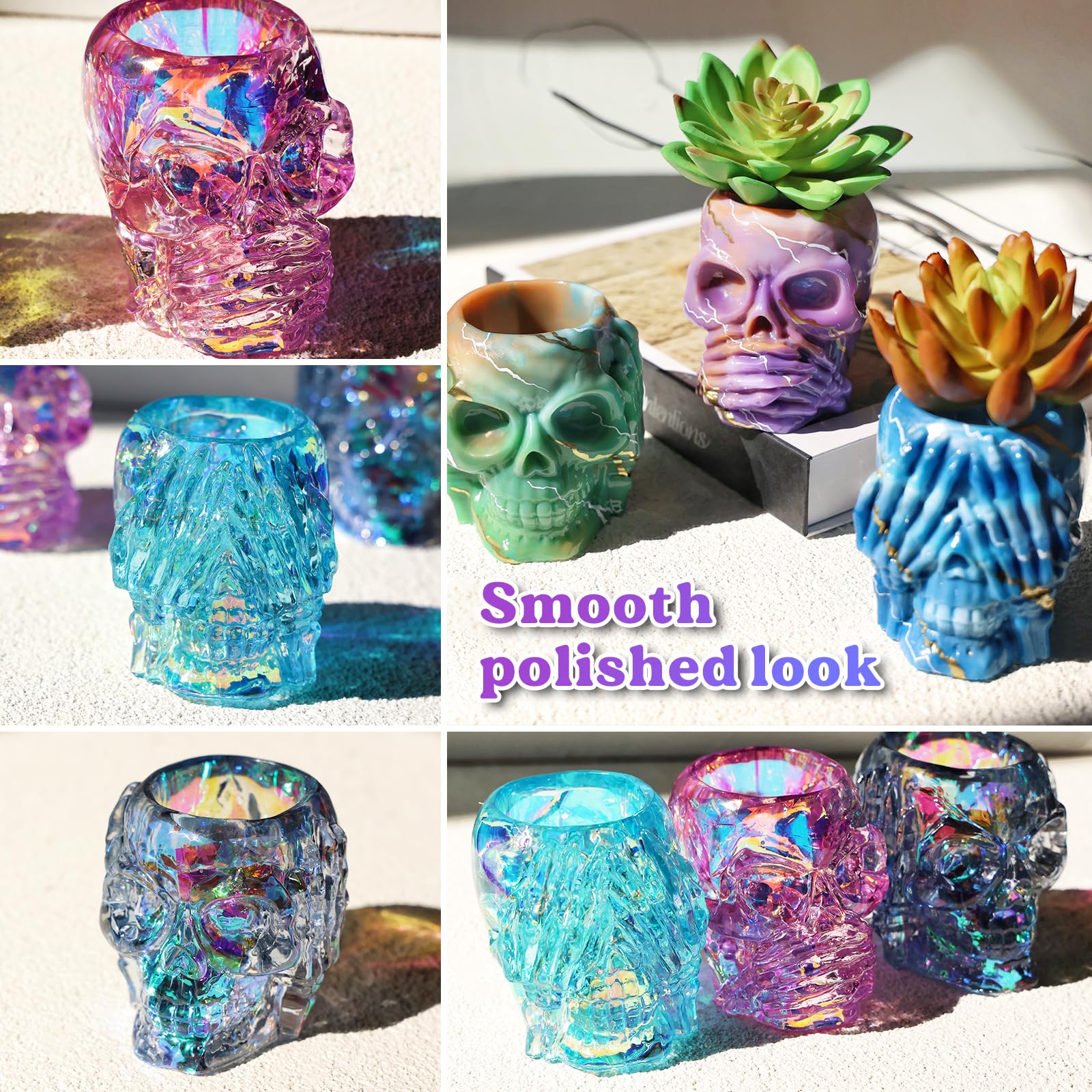 LET'S RESIN Skull Resin Molds, Hear-no, Speak-no - Image 2