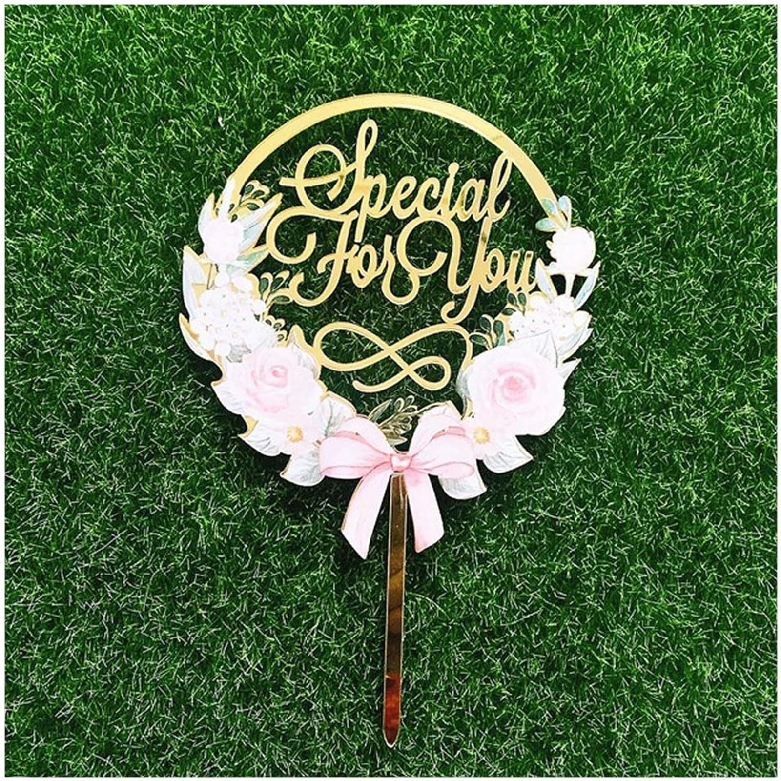 Cake Topper Kuchendekorationen for Geburtstag, Hochzeit, Party, Cake Topper, Acryl, Cupcake-Topper, geeignet for Heiratsantrag und Hochzeitsfeier, Kuchendekoration, B, 1 Stück ( Color : A , Size : 50p
