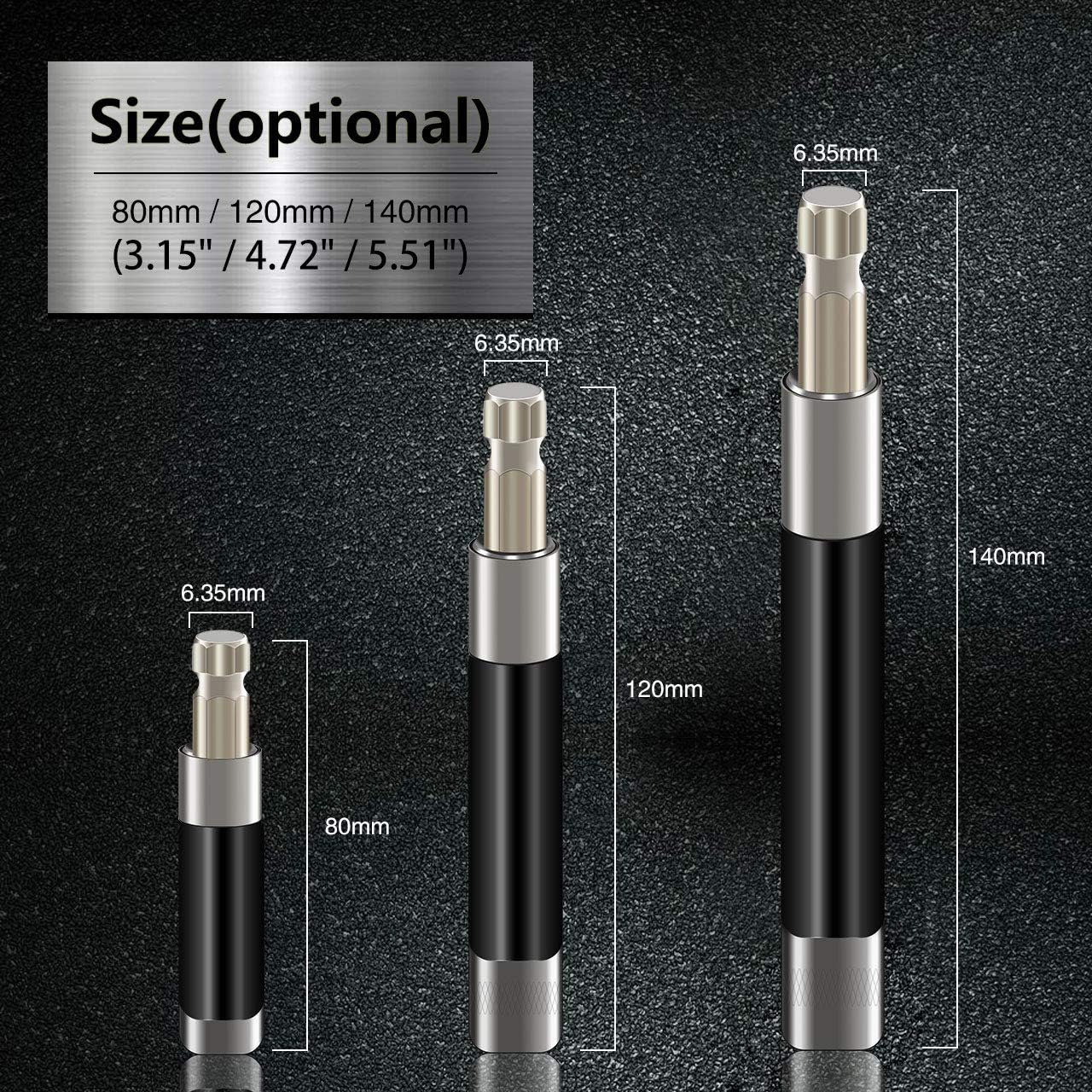 KATUR Quick Release Magnetic Screwdriver Extension Bit Holder, 1/4 Inch Hex Shank Connection Rod Adapter, Magnetic Shock Adapter for Nuts Drill and Handheld Driver 80-120mm,120-200mm,140-240mm