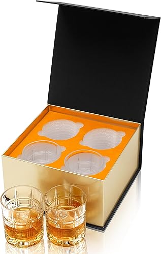 Miniatura 9 de KANARS Vasos de whisky de cristal, juego de 6 vasos de rocas de alta calidad en elegante caja de regalo, vasos de vidrio de 10 onzas para bourbon,