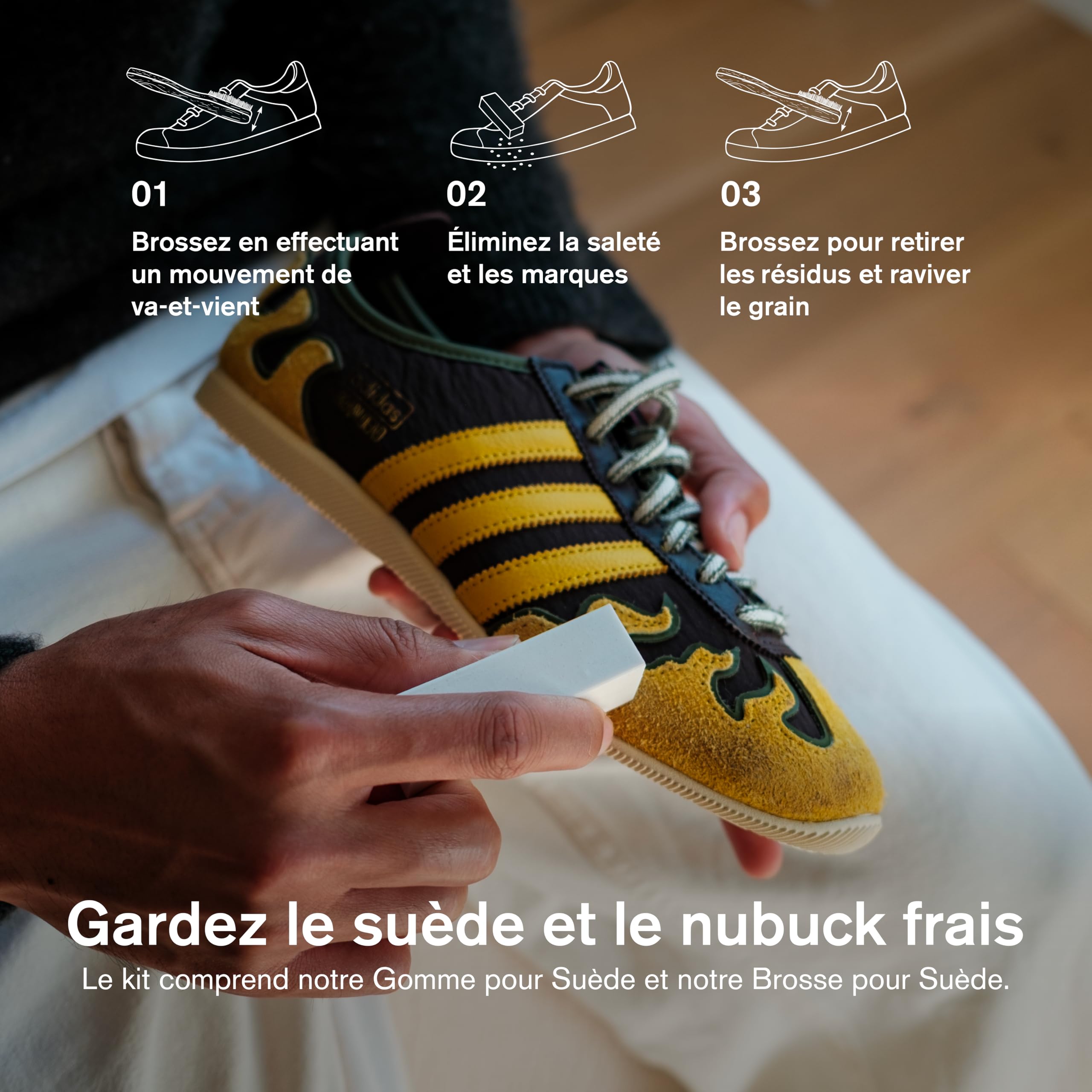 Jason Markk Kit avec Une Gomme à Daim et Une Brosse à Chaussures, Nettoyant pour Daim et Cuir Nubuck - pour Le Nettoyage à Sec des tiges et Semelles intermédiaires Sales