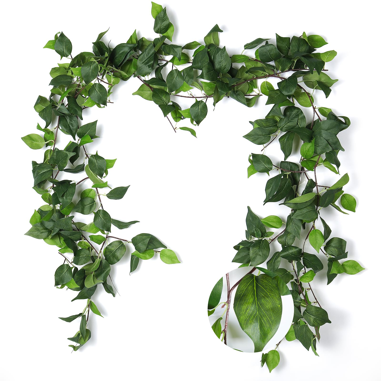 RECUTMS Artificial Vines Ivy Garland 3Pcs 6.3Ft Fake Green Leaves Ivy Garland Faux Hanging Plants Greenery for Spring Home Outdoor Indoor Home Wall