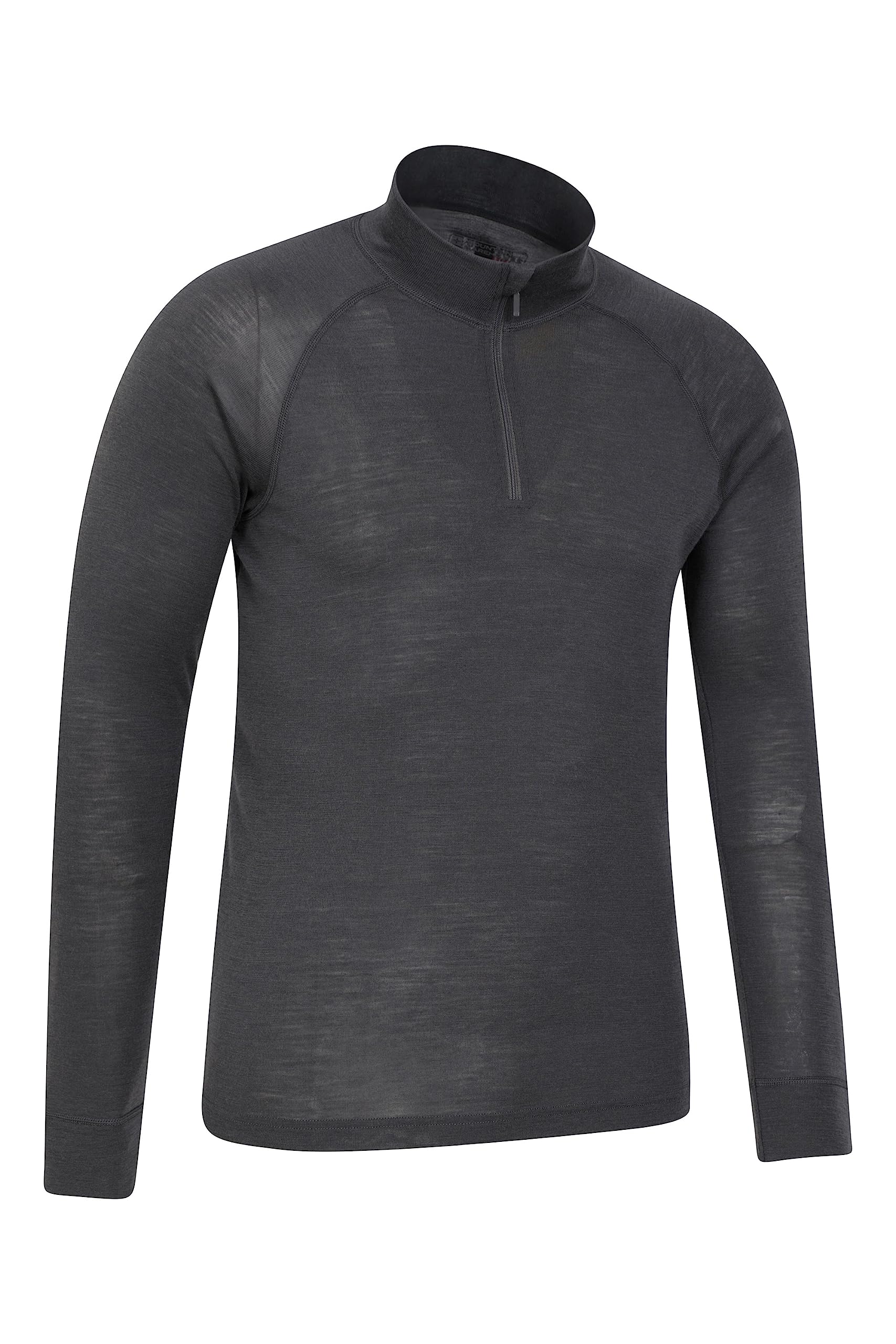 Mountain Warehouse Merino Mens Long Sleeved Thermal Baselayer Top - Lightweight, Breathable & Quick Wicking Jumper with Half Zip - for Walking & Hiking