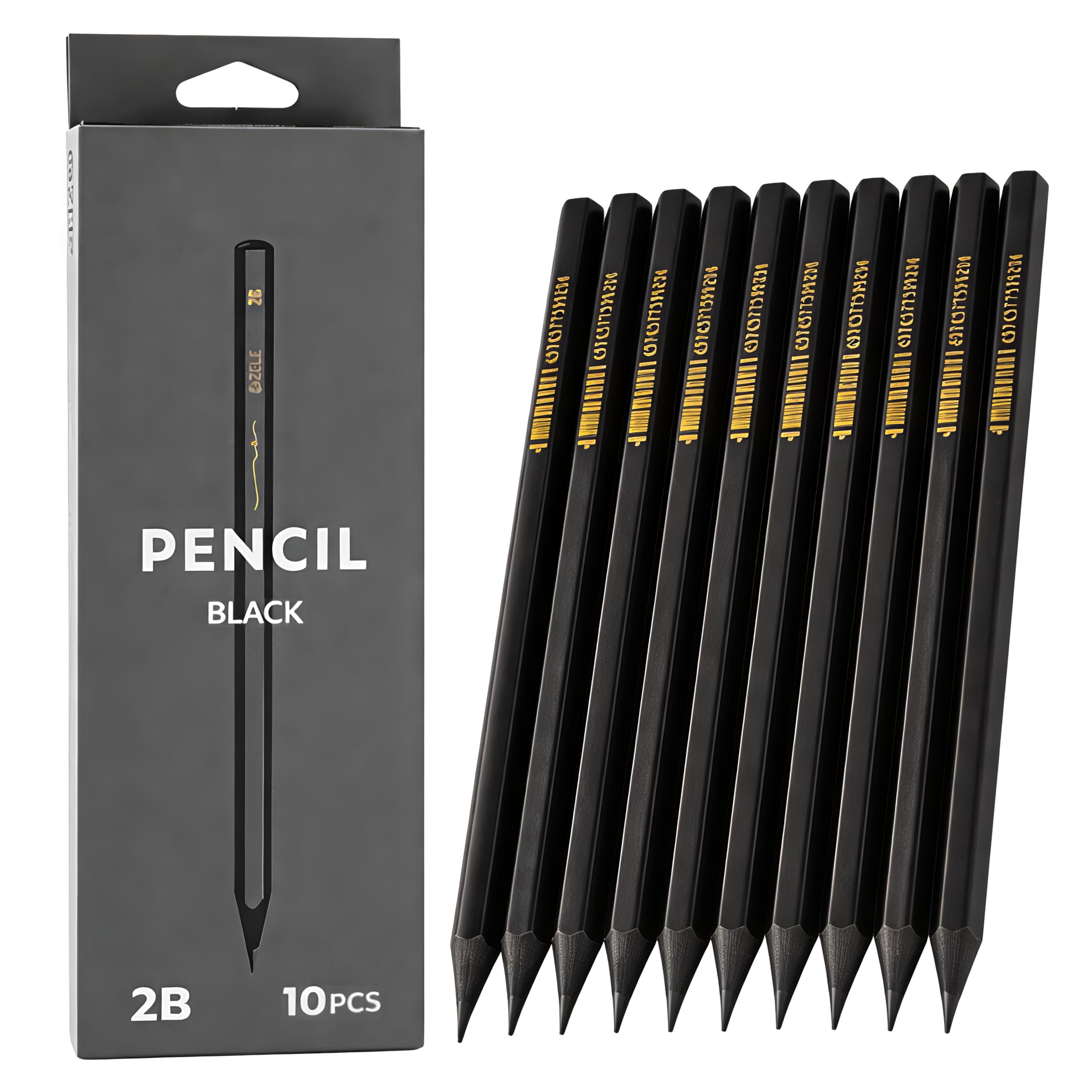FunBlast 2B Pencils - Pack of 10 Pcs Black Wood Art Pencils for Writing, Sketching, Drafting and Calligraphy, Aesthetic Pencil Set for Kids, Adults, School & Office-image-12