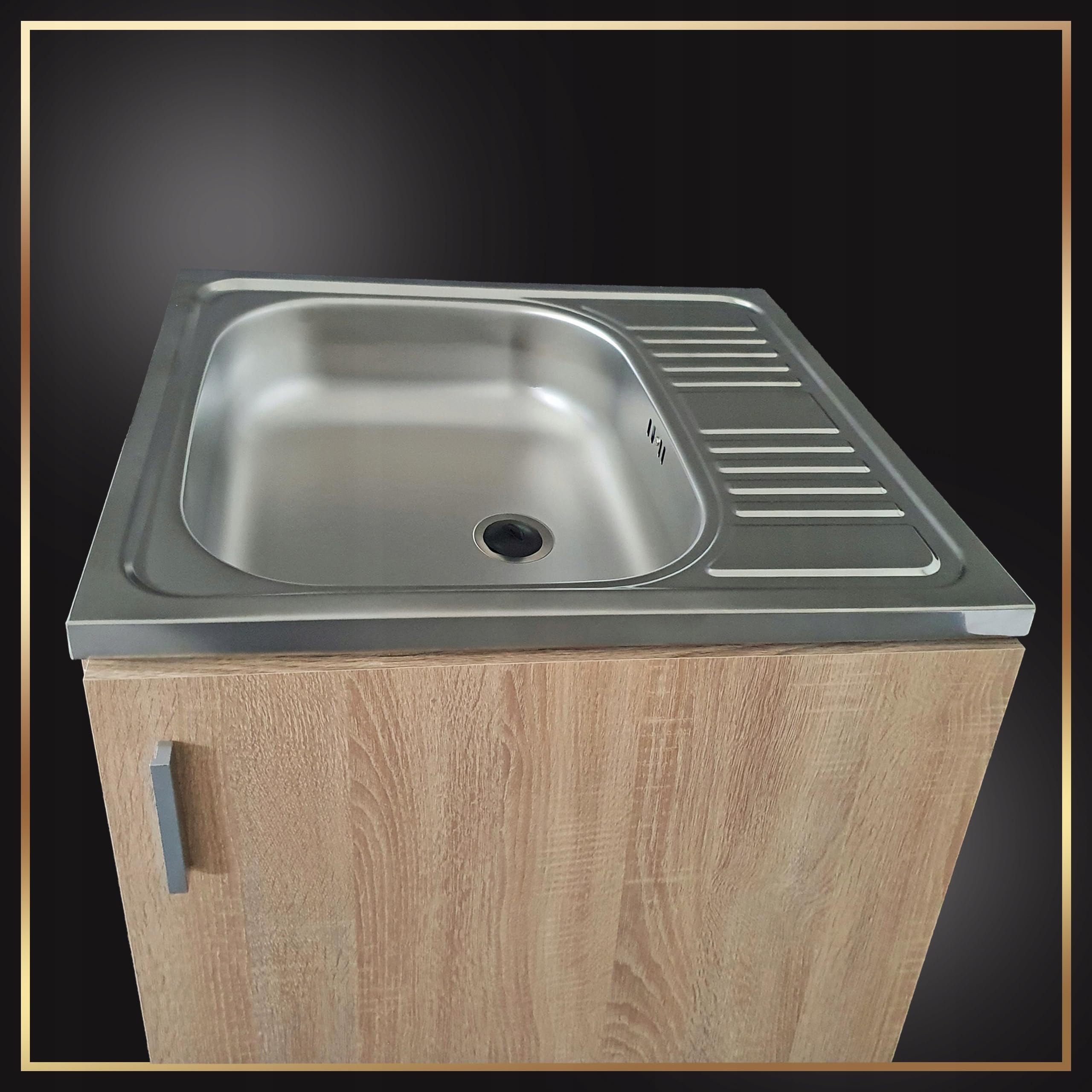 Sonoma Armoire d'évier de cuisine 60 cm avec robinet et siphon lave-vaisselle prêt à monter
