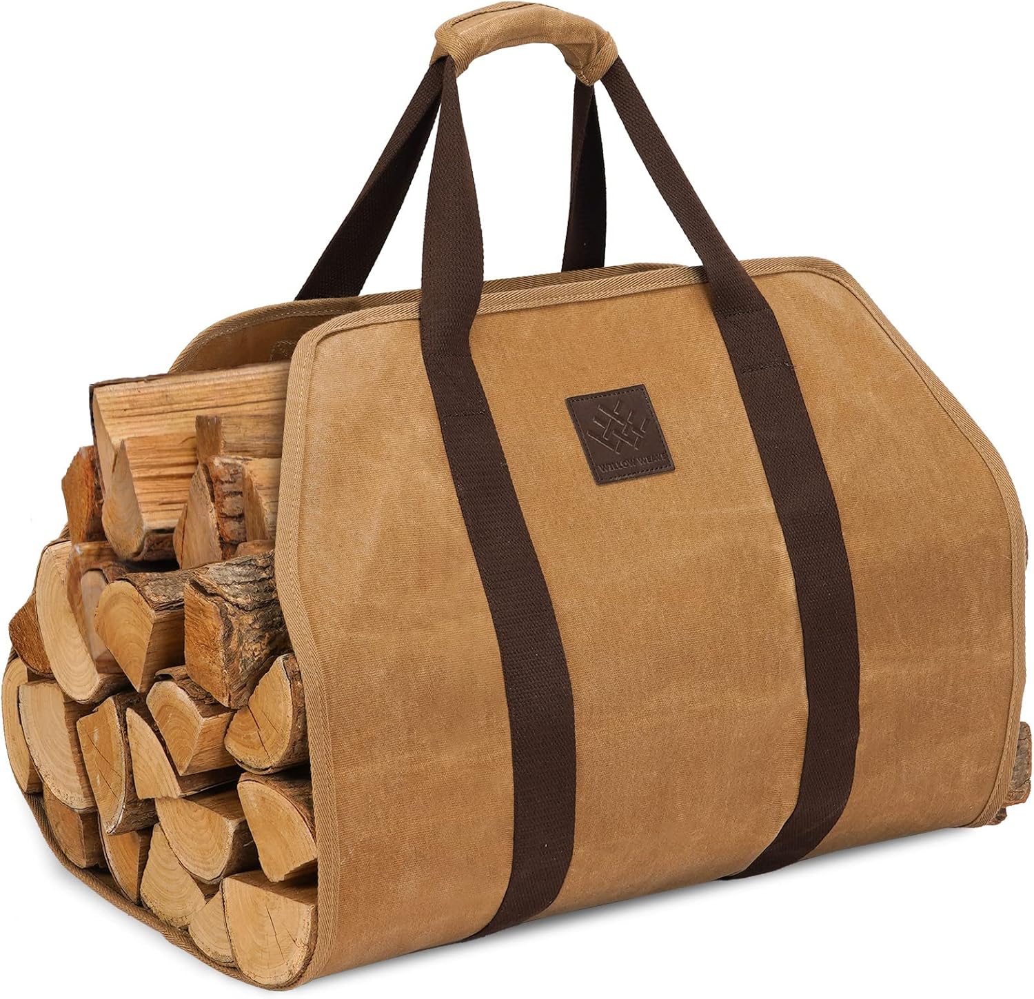 WILLOW WEAVE Firewood Carrier Bag, Wood Holders Tote, Fireplace Log