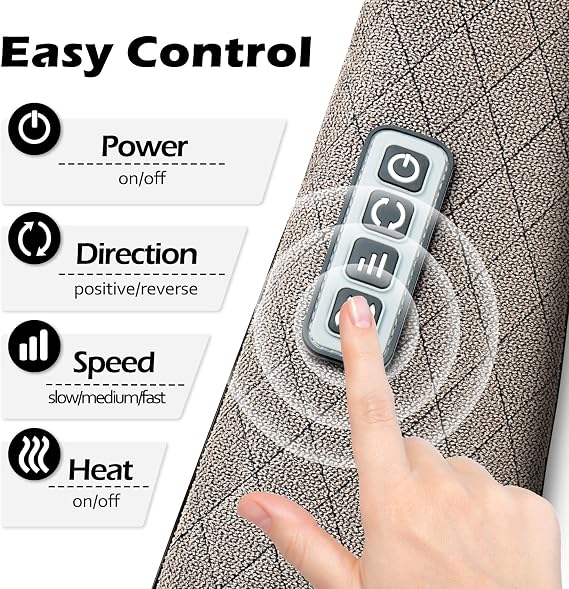 Blue Elf Shiatsu Electric Neck Back Massager Pillow 3D Kneading with Heat for Shoulder, Lower Back, Foot, Leg Muscles Pain Relief Relax in Car Office and Home (Gray)