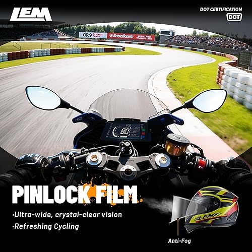 Miniatura 6 de LEM Cascos de motocicleta de cara completa, cascos para hombres, con certificado DOT, PINLOCK y DVS de doble visión, casco de motocicleta de calle
