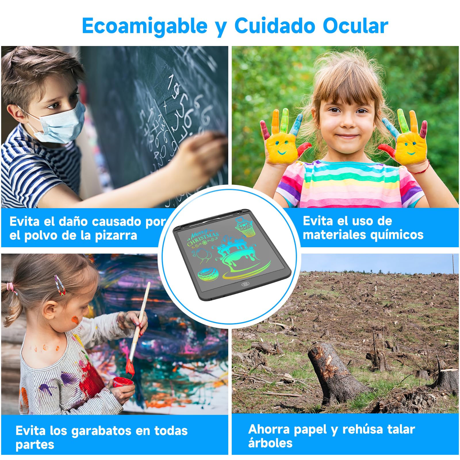 Tableta de Escritura LCD 10 Pulgadas Bloc de Dibujo Electrónico Portátil para Niños (Negro)