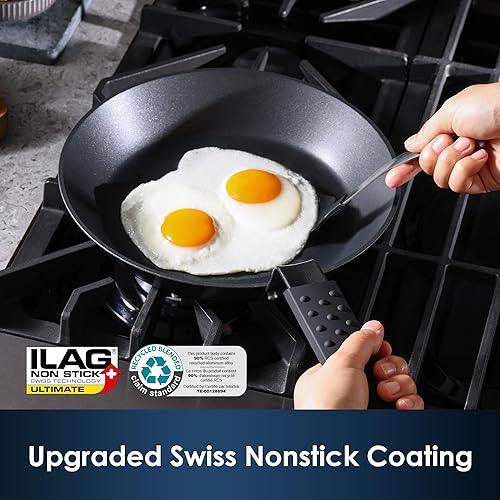 Miniatura 4 de SENSARTE Sartenes antiadherentes, sartén de inducción con mango de silicona extraíble, libre de PFOA PFOS, apto para horno, 8, 10 y 12 pulgadas