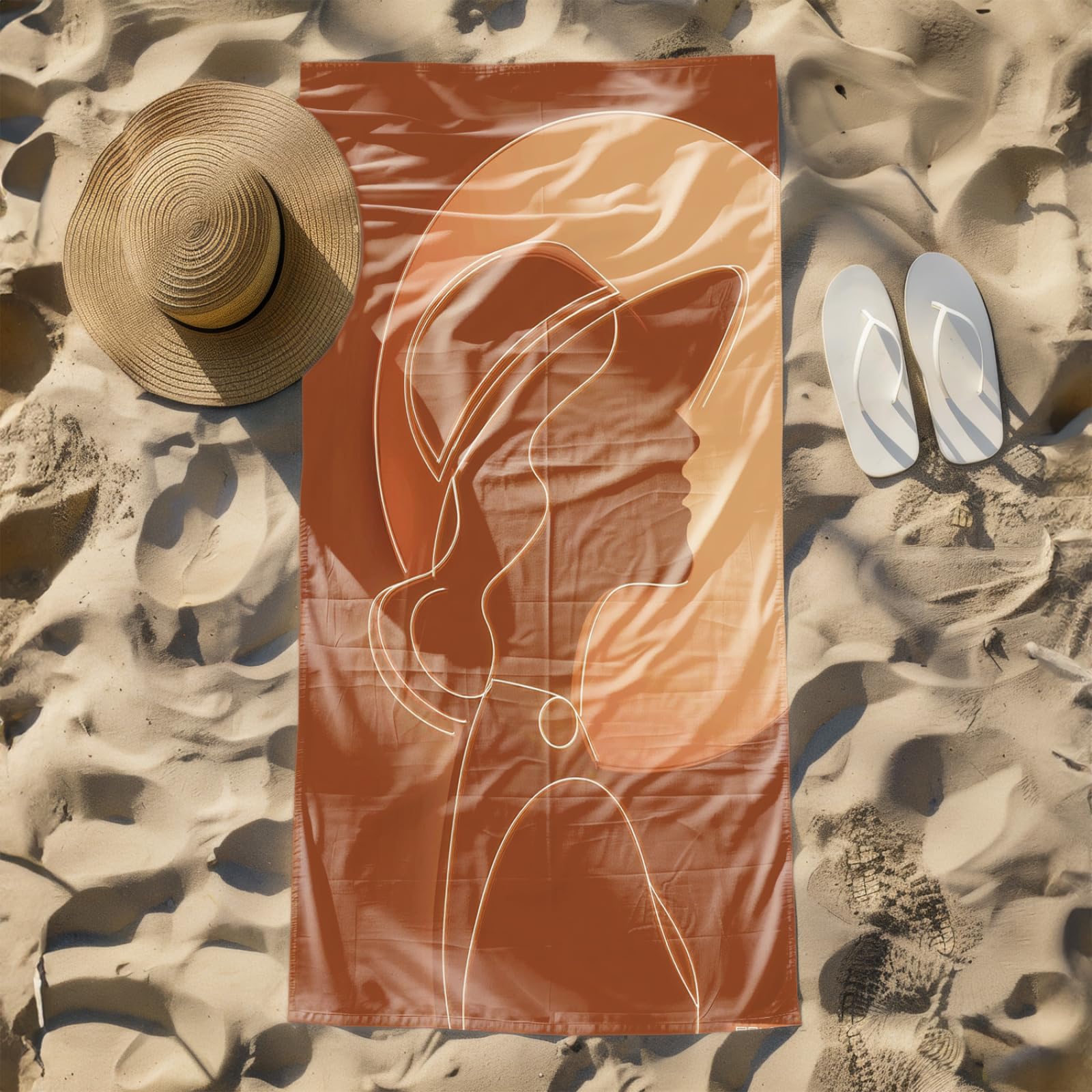 Generico Telo Mare Grande Modello Marrone | Microfibra Telo Mare Antisabbia Leggero Compatto Asciugatura Rapida Assorbente Per Piscina Bagno Lavabile Fino
