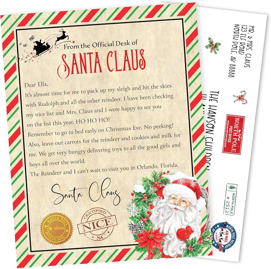 amazon-com-personalized-letter-from-santa-with-envelope-for-kids-christmas-official-letter-from-santa-claus-personalized-with-name-and-address-north-pole-santa-letter-for-mailbox-letters-from-st-nicholas-arts for Christmas Letters From Santa Free Printable Amazon.com: Personalized Letter from Santa with Envelope for Kids, Christmas Official Letter from Santa Claus, Personalized with Name and Address, North Pole Santa Letter for Mailbox, Letters from St. Nicholas : Arts, for Christmas Letters From Santa Free Printable