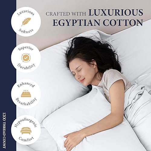 Miniatura 2 de Ashton Sheets - Juego de sábanas tamaño King 100% algodón egipcio - Sábanas de lujo de 1200 hilos de algodón egipcio tamaño King, sedosas y suaves,