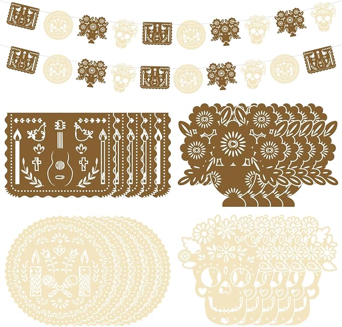 20 Pcs Day of The Dead Banners Decor Picado Dia De Los Muertos Decorations