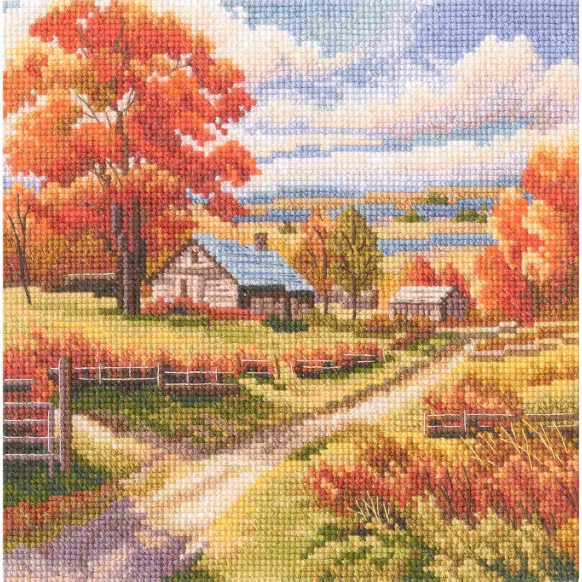 RTO counted cross stitch kit ""Colour of the sun, Village"", 15,5x15,5cm, DIY