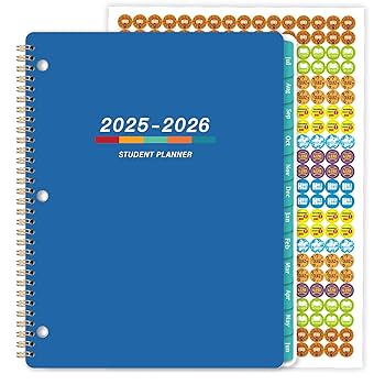 Rileys Academic Planner 2025-2026, Daily, Weekly & Monthly Planner, July 2025 - June 2026, Student Notes Pages, Twin-Wire Binding, Weekly Agenda For School & Work (8 X 6-Inches, Pink, Typographic