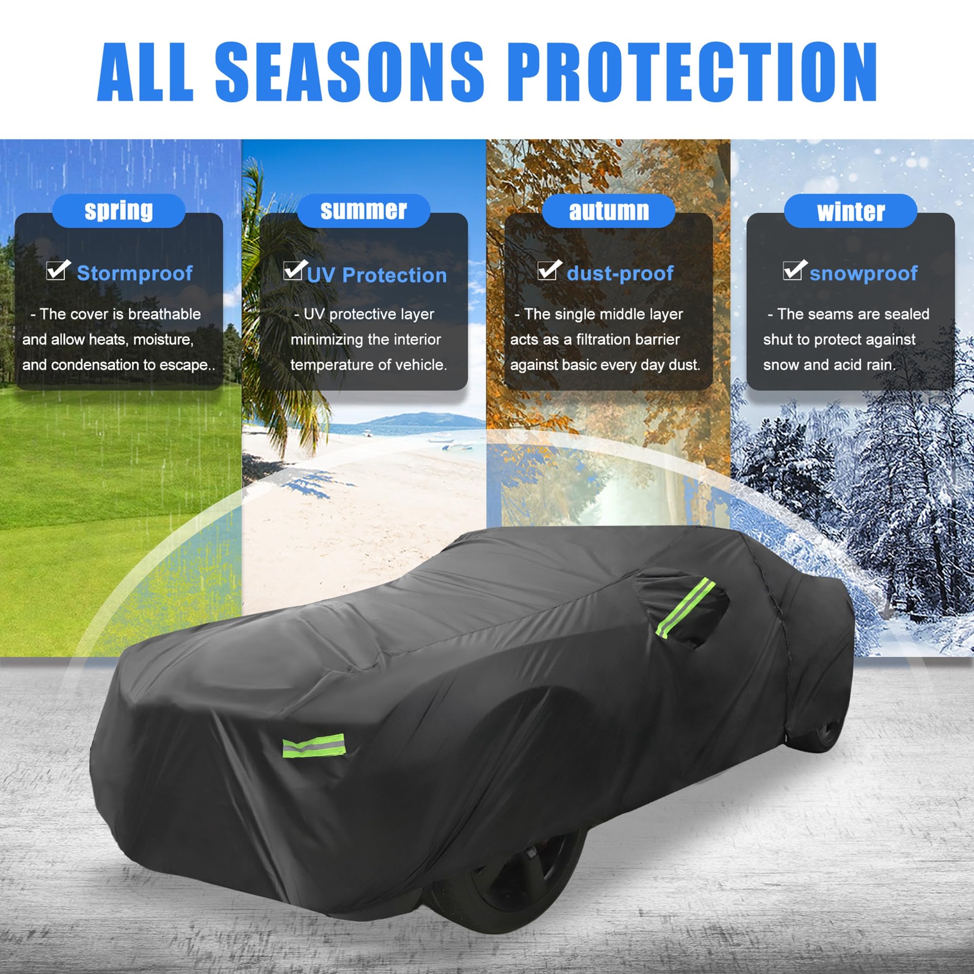 X AUTOHAUX Waterproof Car Cover for Chevrolet Camaro 2010-2021 210D Outdoor Full Car Cover All Weather Windproof Sun — view 2