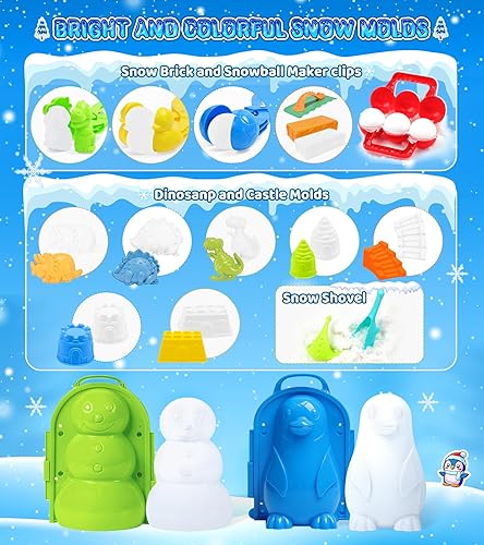 Miniatura 4 de DISHIO Juguetes de nieve, herramienta para hacer bolas de nieve, juguetes de nieve de invierno, kit de herramientas para niños pequeños, juego al