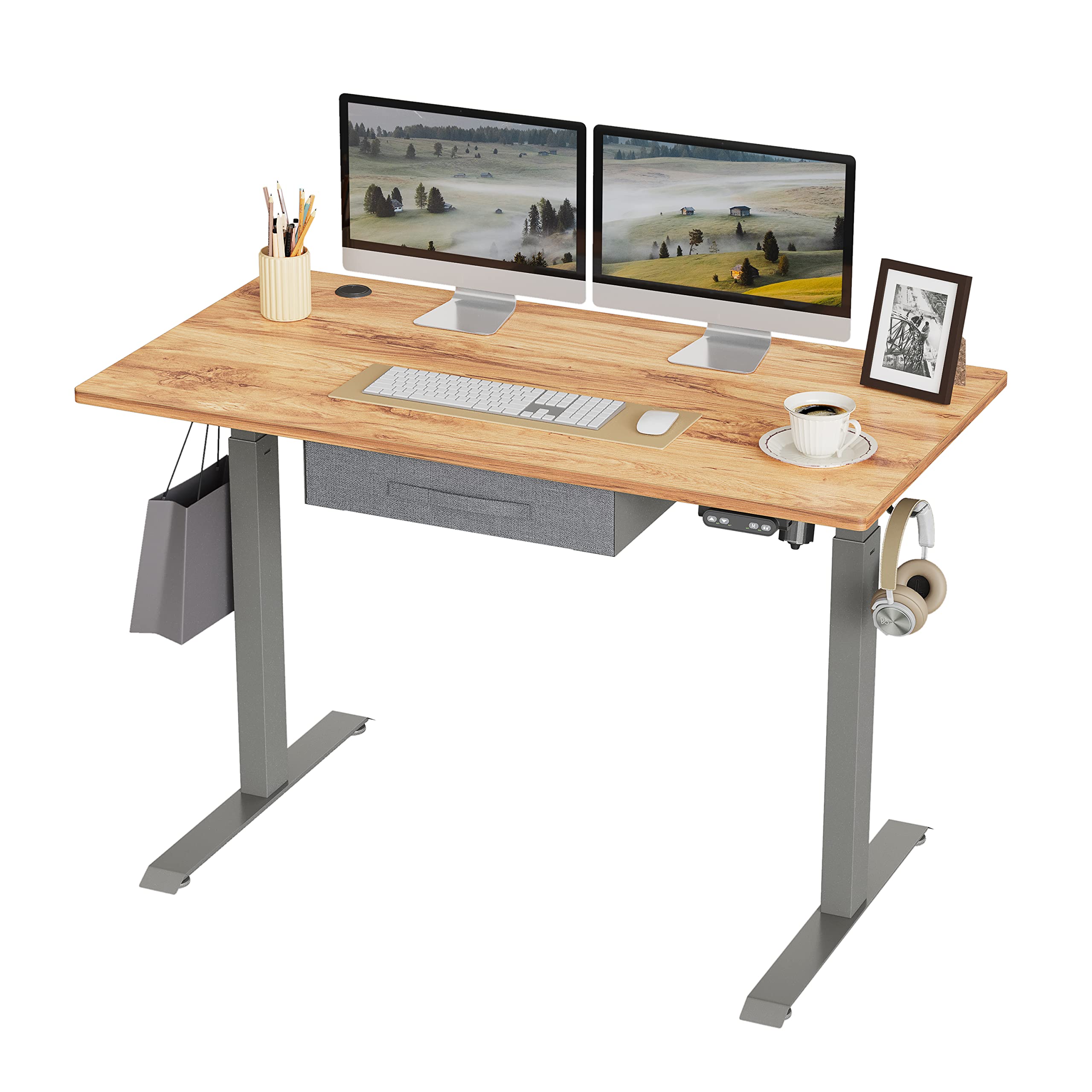 BANTI Adjustable Height Standing Desk with Drawers, 48x24 Inches