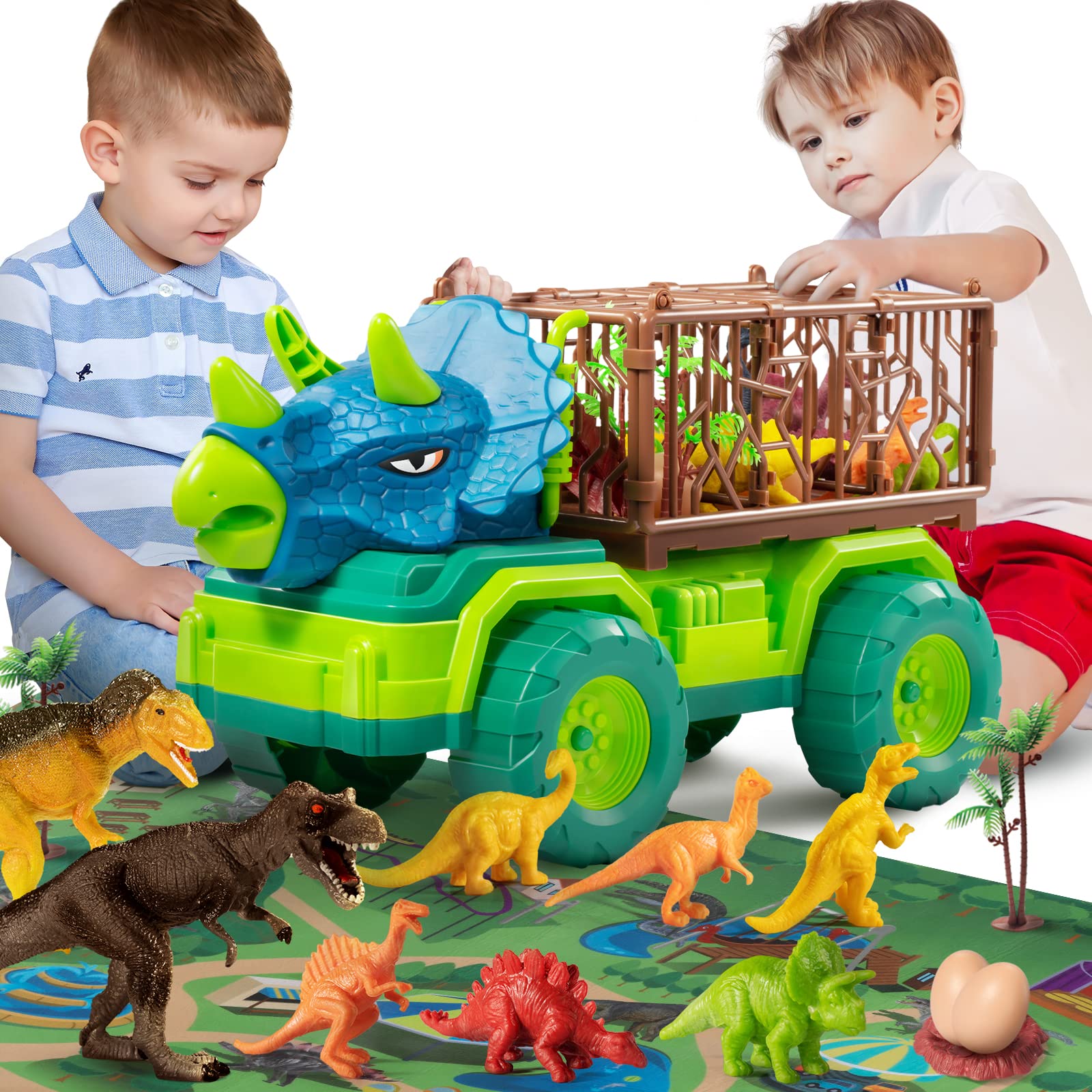 Buy TEMI Dinosaur Toys for Toddlers Kids 35, Triceratops Transport Car