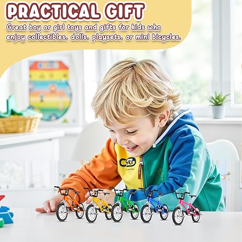 Miniatura 6 de Poen 24 unidades de mini bicicletas de dedo para niños, recuerdos de fiesta, juguete miniatura de bicicleta de metal para estudiantes, premios de
