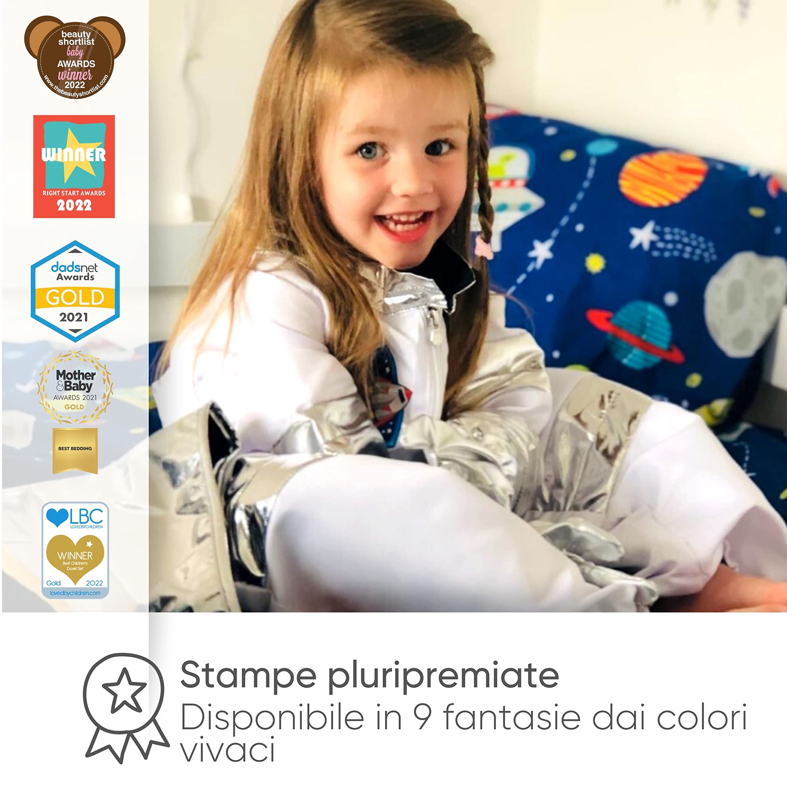 Bloomsbury Mill – Set Copripiumino Singolo – Lo Spazio Esterno, Pianeti e Razzi - Lenzuola Letto Reversibile Per Ragazzi e Ragazee - Set di biancheria da letto per bambini - 135 x 200 cm e Federe