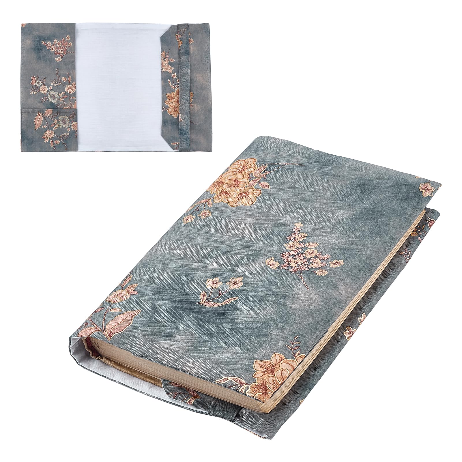 NICENEEDED A5 Size Small Canvas Paperback Book Cover Protector Paperbacks Fabric Book Sleeve Cover Protector Book Covers for Hardcover Softcover Book Novels (Big Flower)