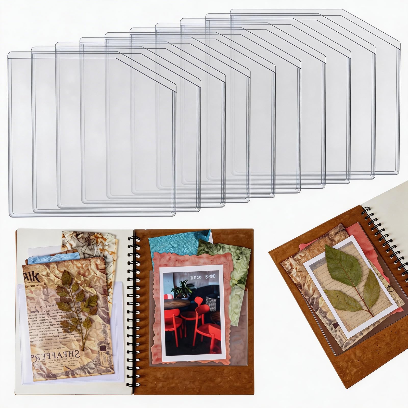 Foverin 10Pcs Clear Adhesive Corner Pockets, Self-Stick Organizer Sleeves