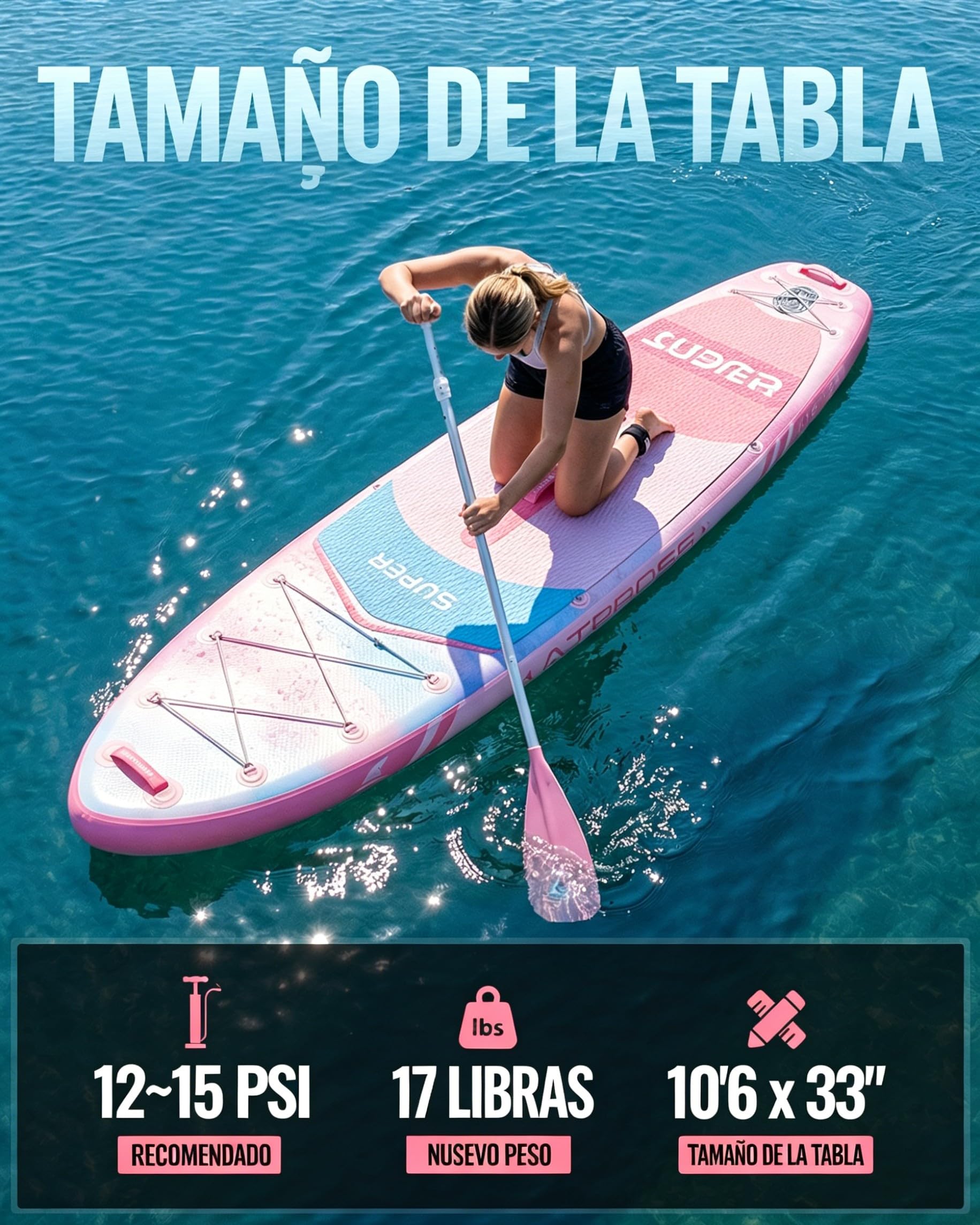 Tabla Sup Hinchable 2 Personas Set Completo Accesorios | Extra Ancha 320x84cm Carga 200kg Gran Estabilidad y Cubierta Antideslizante