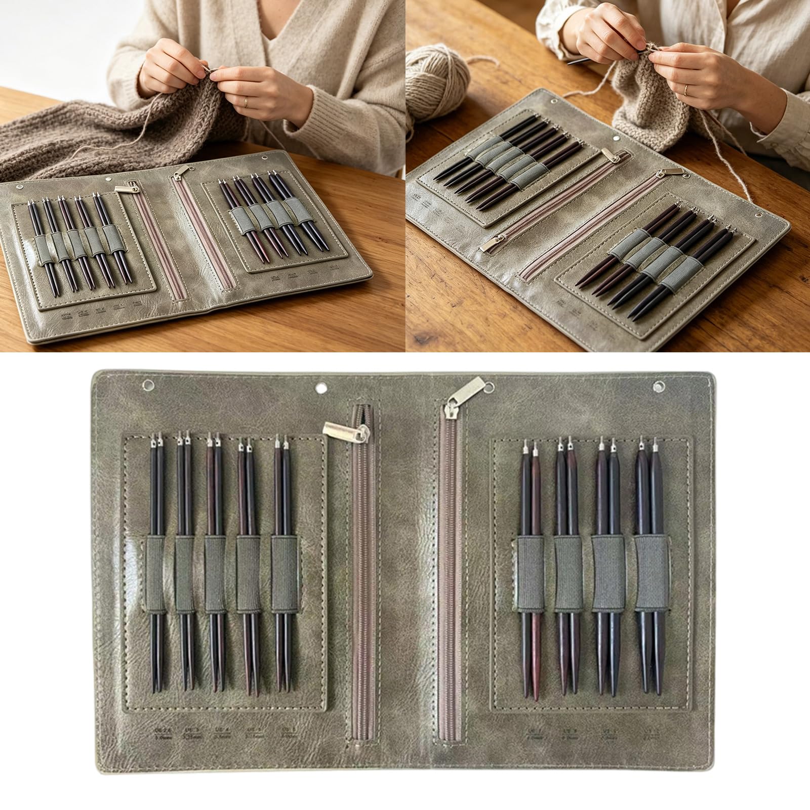 Yarn Stricknadel Set, austauschbare runde Holznadeln, 9 Paar mit 3 mm–6 mm Größen für Strickprojekte zu Hause