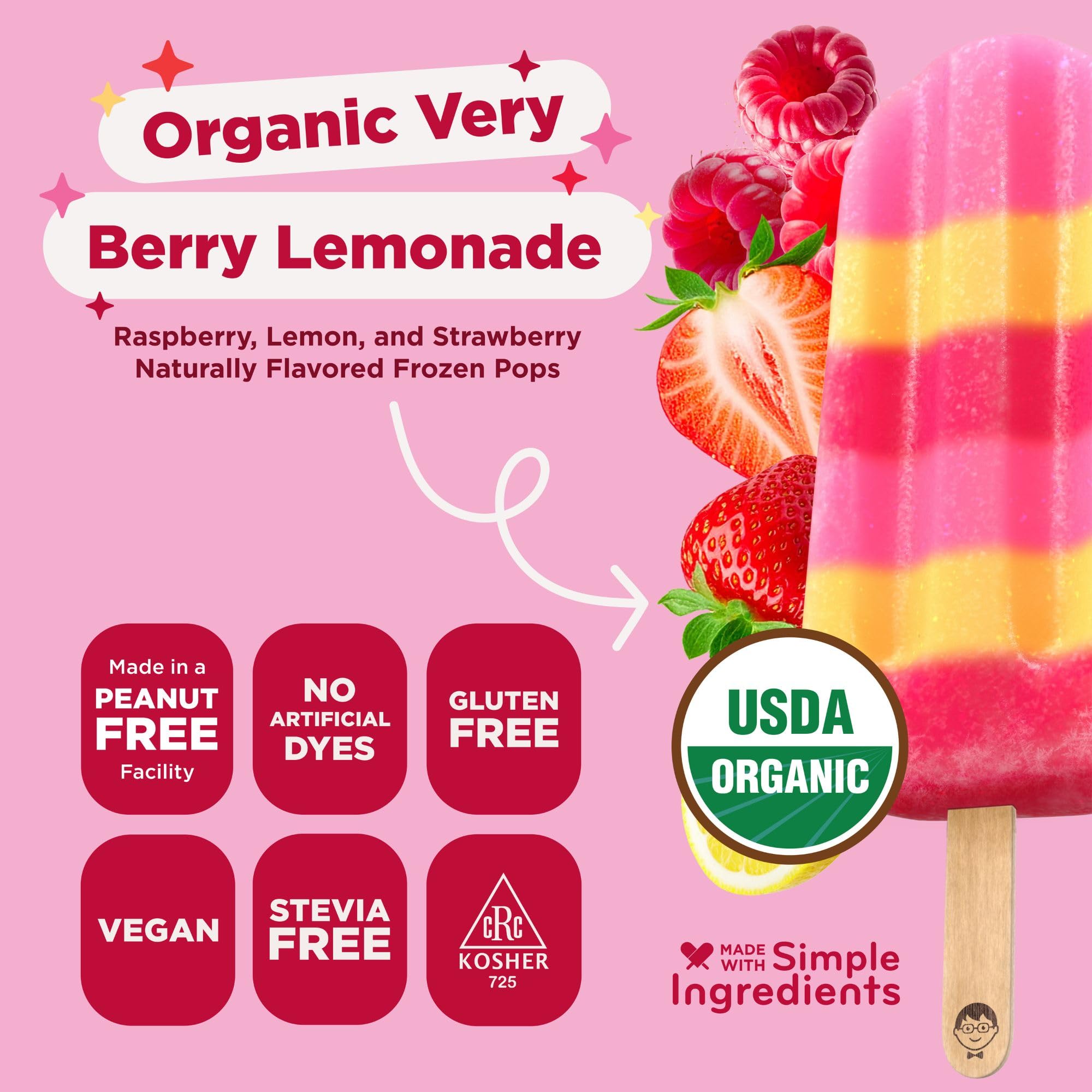 JonnyPops Organic Very Berry Lemonade Frozen Pops 8ct | Grocery