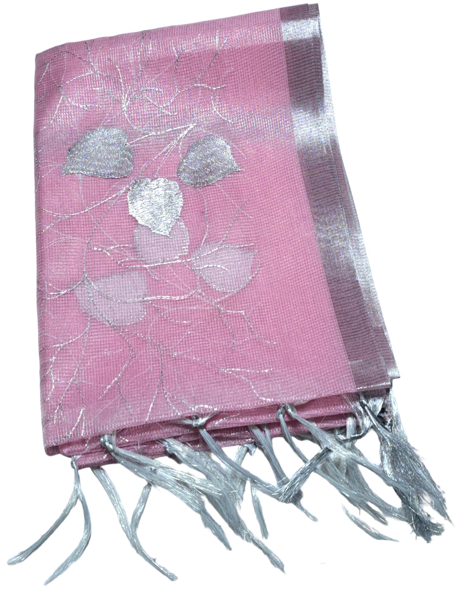 ANA SILK COLLECTION Banarasi Tissue Silk Dupatta with Golden Embroidery, Zari Work, Traditional Floral Pattern, Fringed Edges, Beige, 225 x 90 cm-picture-30