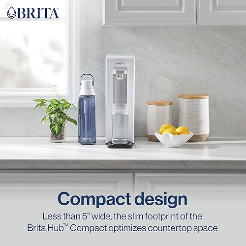 Miniatura 7 de Brita Hub - Sistema de filtro de agua compacto para encimera, depósito de agua de 9 tazas, incluye filtro de bloque de carbono de 6 meses, blanco,