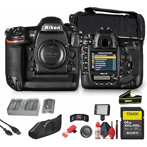 Nikon D5 DSLR Camera Body (1557) 20.8 MP FX-Format CMOS Sensor, EXPEED 5 Processor, 12 fps, 4K UHD Video, 153-Point Autofocus, Dual XQD Card Slots + Video Mic + 64GB Card + More (Renewed)