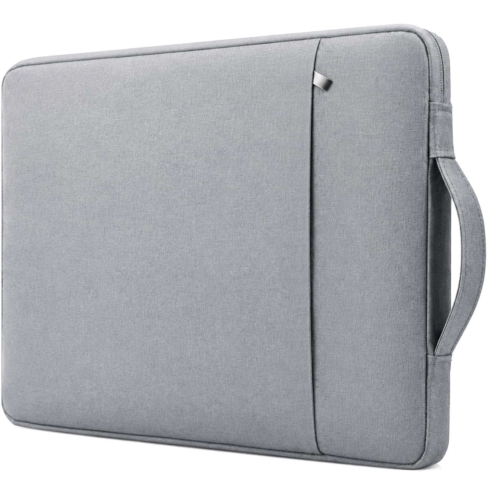 RAINYEAR 15.6 inch Laptop Sleeve Carrying Case with Handle & Pocket, Gray | Protective Padded Polyester Laptop Sleeve Case Briefcase Compatible with