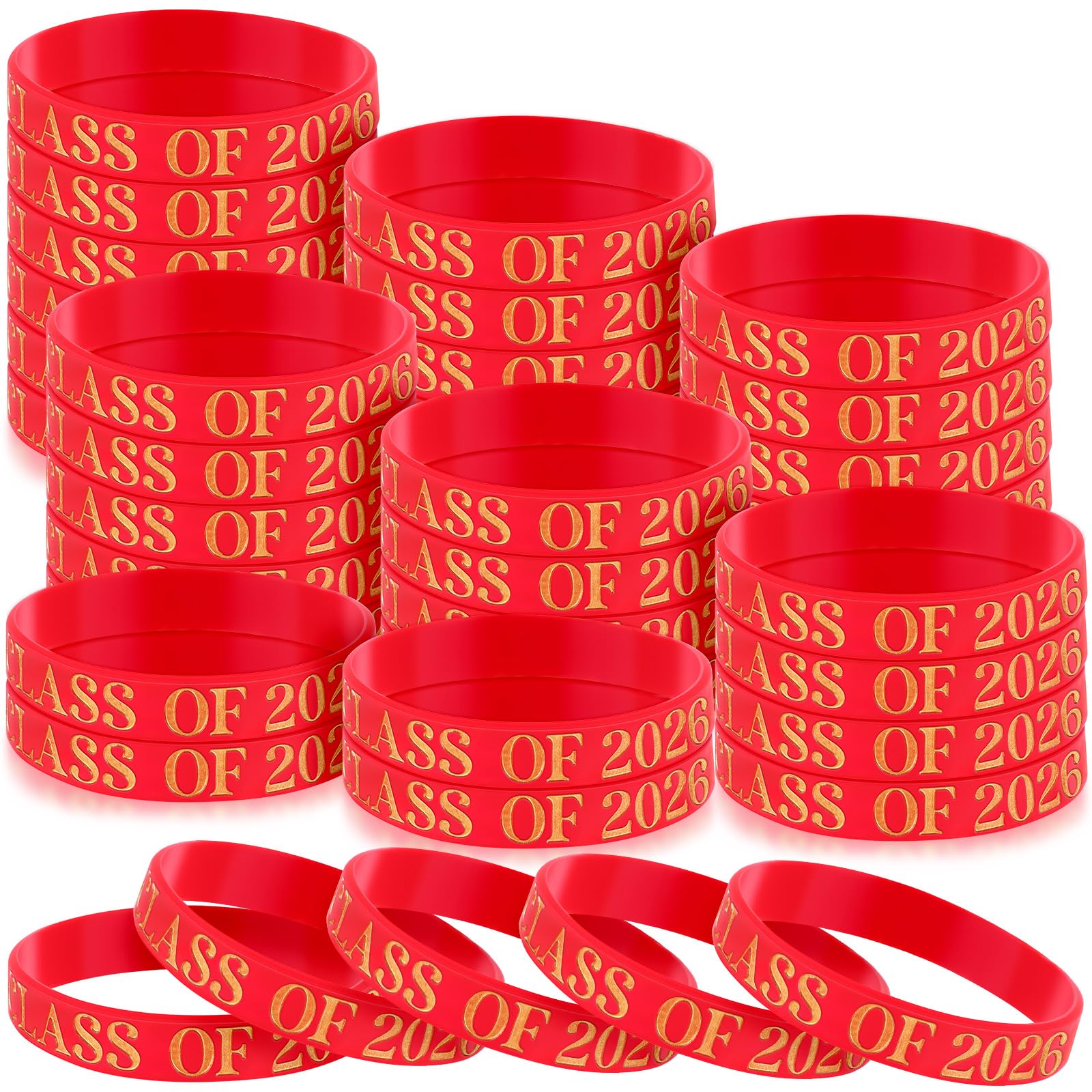 WinnerWhy 50 Pcs Class of 2026 Wristbands Graduation Bracelets 2026 Prom Silicone Grad Wristbands Celebrating Rubber Bracelets Graduation Gift for