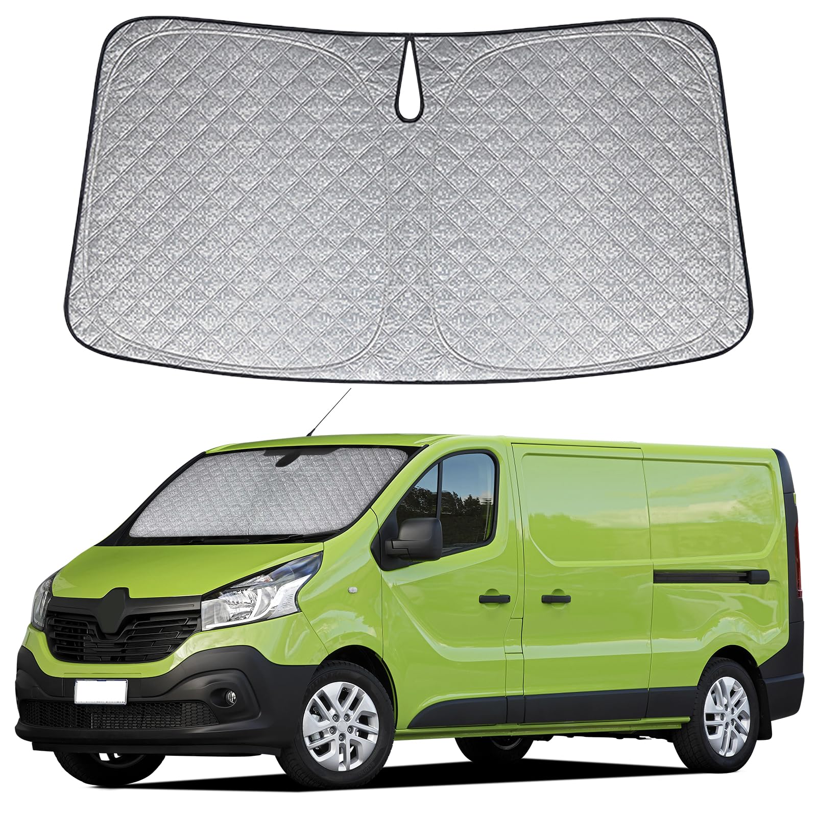 Pare-Soleil Pare-Brise Avant Pliant Remplacement pour Renault Trafic 2001-2025, Pare Soleils pour Voiture Couverture Remplacement pour Opel Vivaro, Protection Anti-poussière Anti-UV Réfléchissante