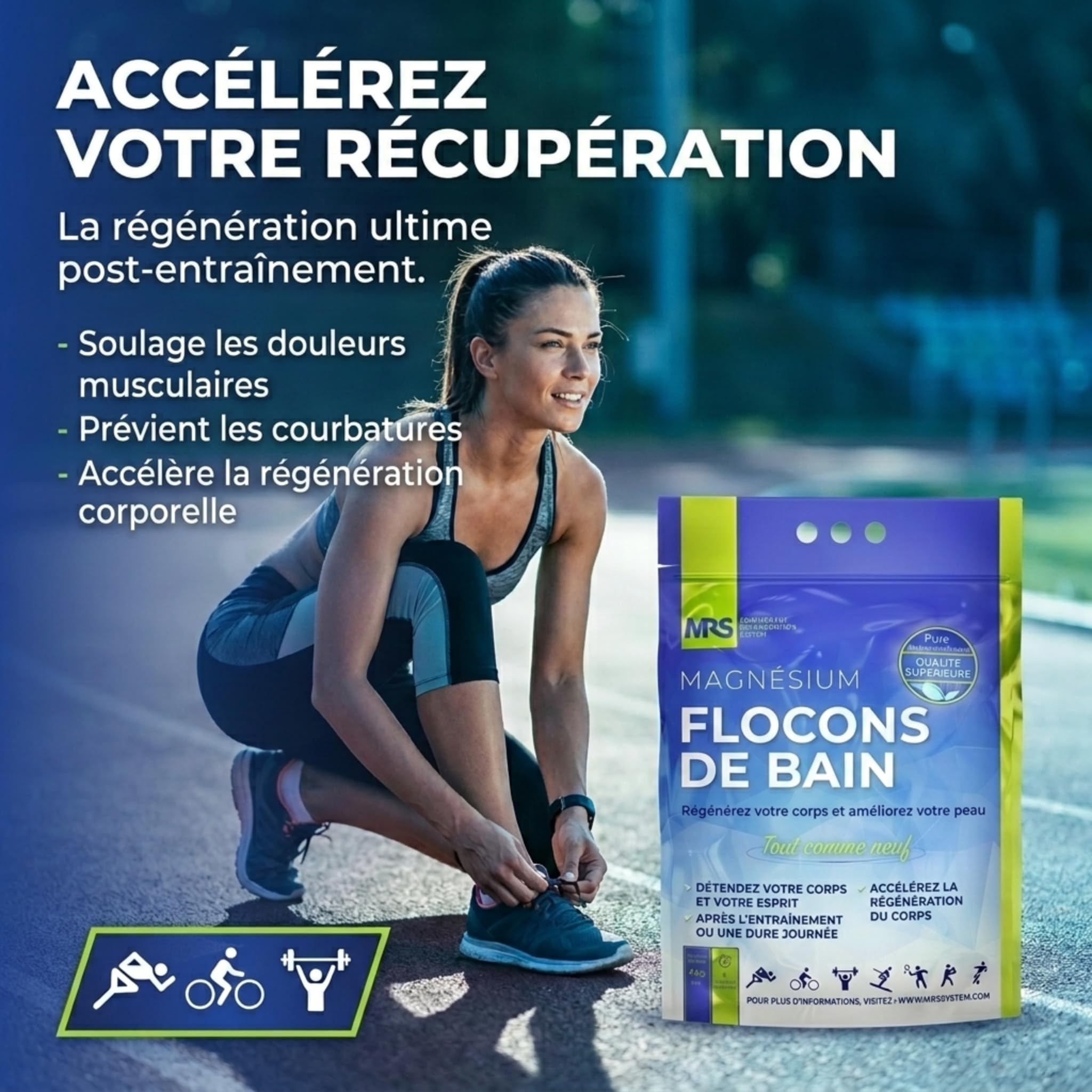 Sels de Bain au Magnésium Thérapeutiques et Relaxants, Régénération du Corps et de l'Esprit, Sels de Bain Naturels MRS Système de Régénération au Magnésium, 4kg - 8.8 lb
