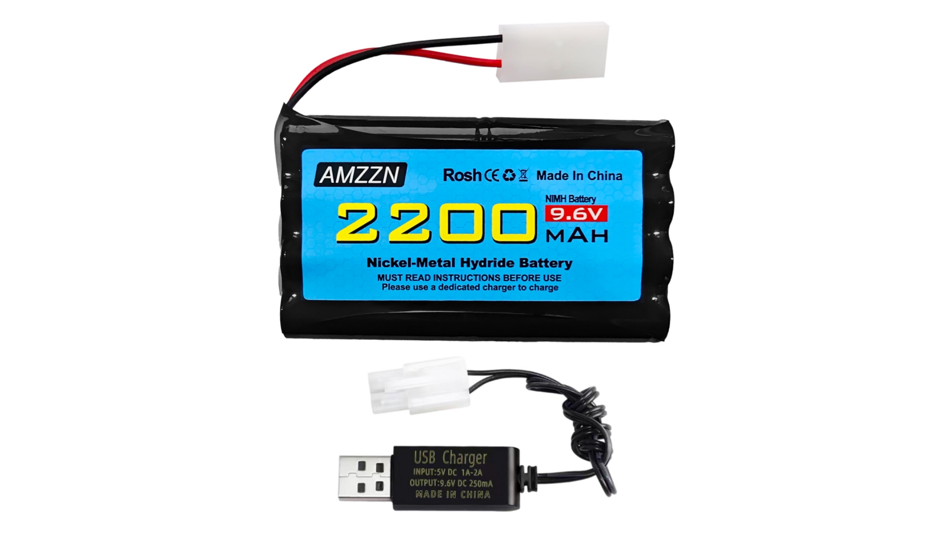 Amazon.com: AMZZN 9.6V 2200mAh AA NiMH Battery with Tamiya Plug
