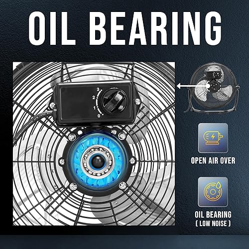 Miniatura 5 de Tornado Ventilador de piso de enfriamiento de alta velocidad de 12 pulgadas, ventilador industrial de metal potente de 3 velocidades para espacios