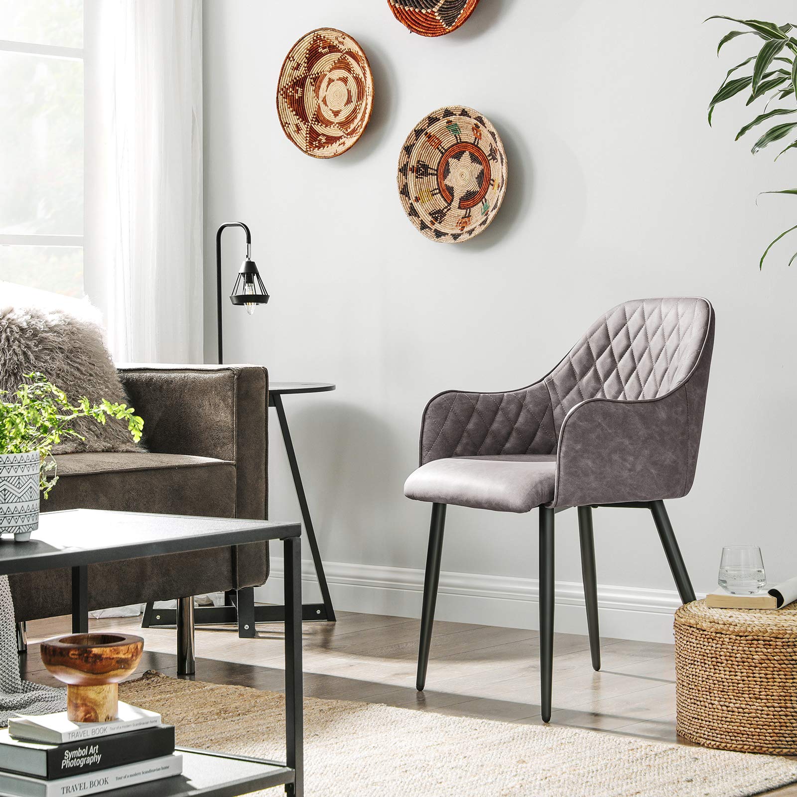 SONGMICS Chaise de salle à manger, Fauteuil, avec dossier