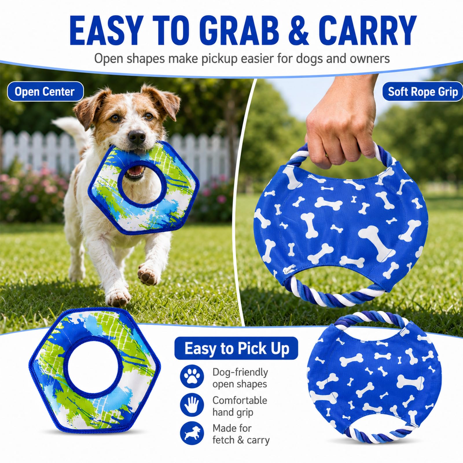 Juego de discos voladores para perros | Frisbee flotante duradero + disco volador de cuerda | Juguetes de entrenamiento interactivos para interiores y exteriores | para perros pequeños y