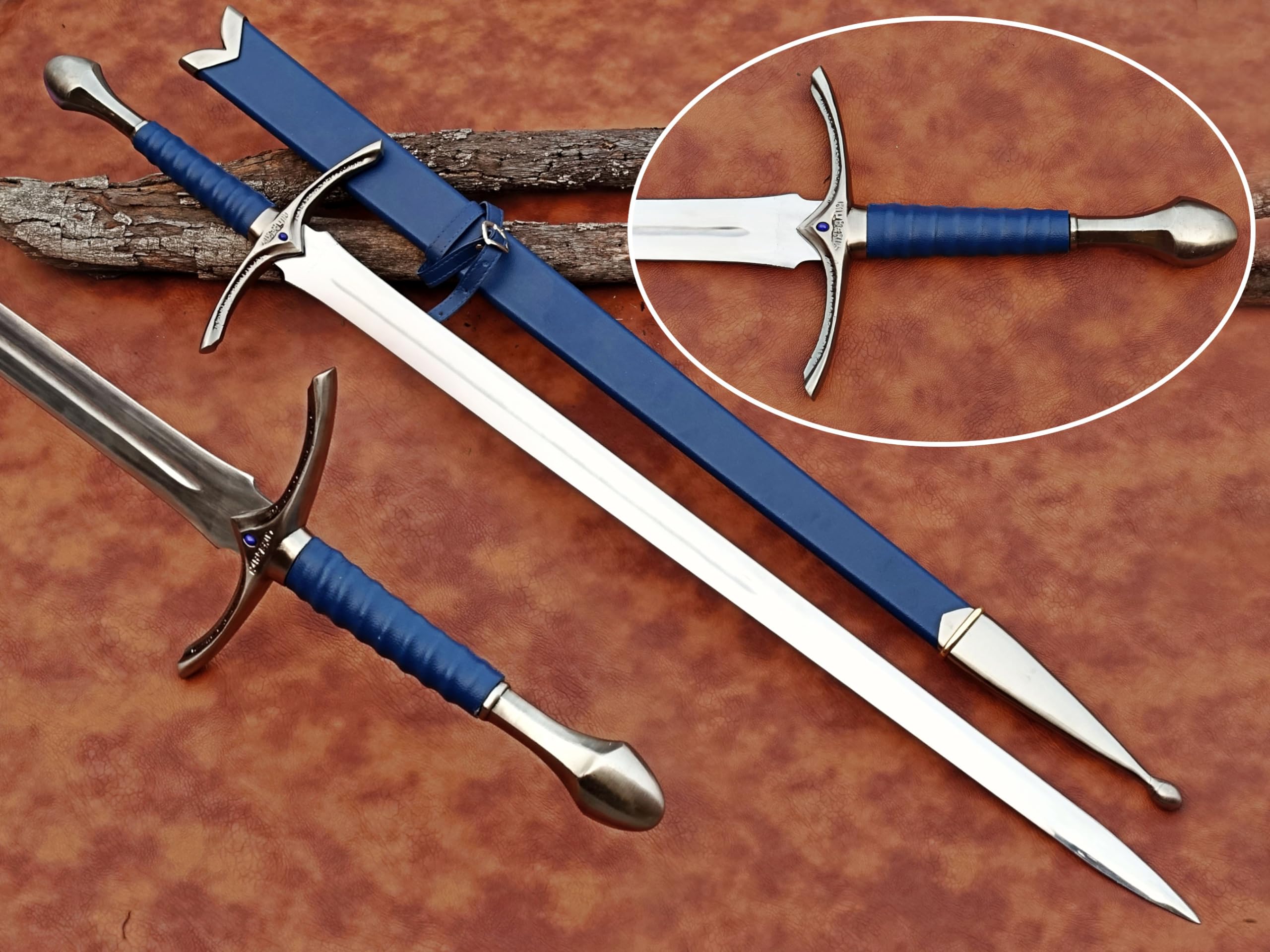 GLADIUS CRAFTS | Legendary Wizard's Sword Replica | Stainless Steel Blade | Hand Crafted with Metal Crossguard | Wall Mounting Plaque Scabbard Included | Collector's Piece