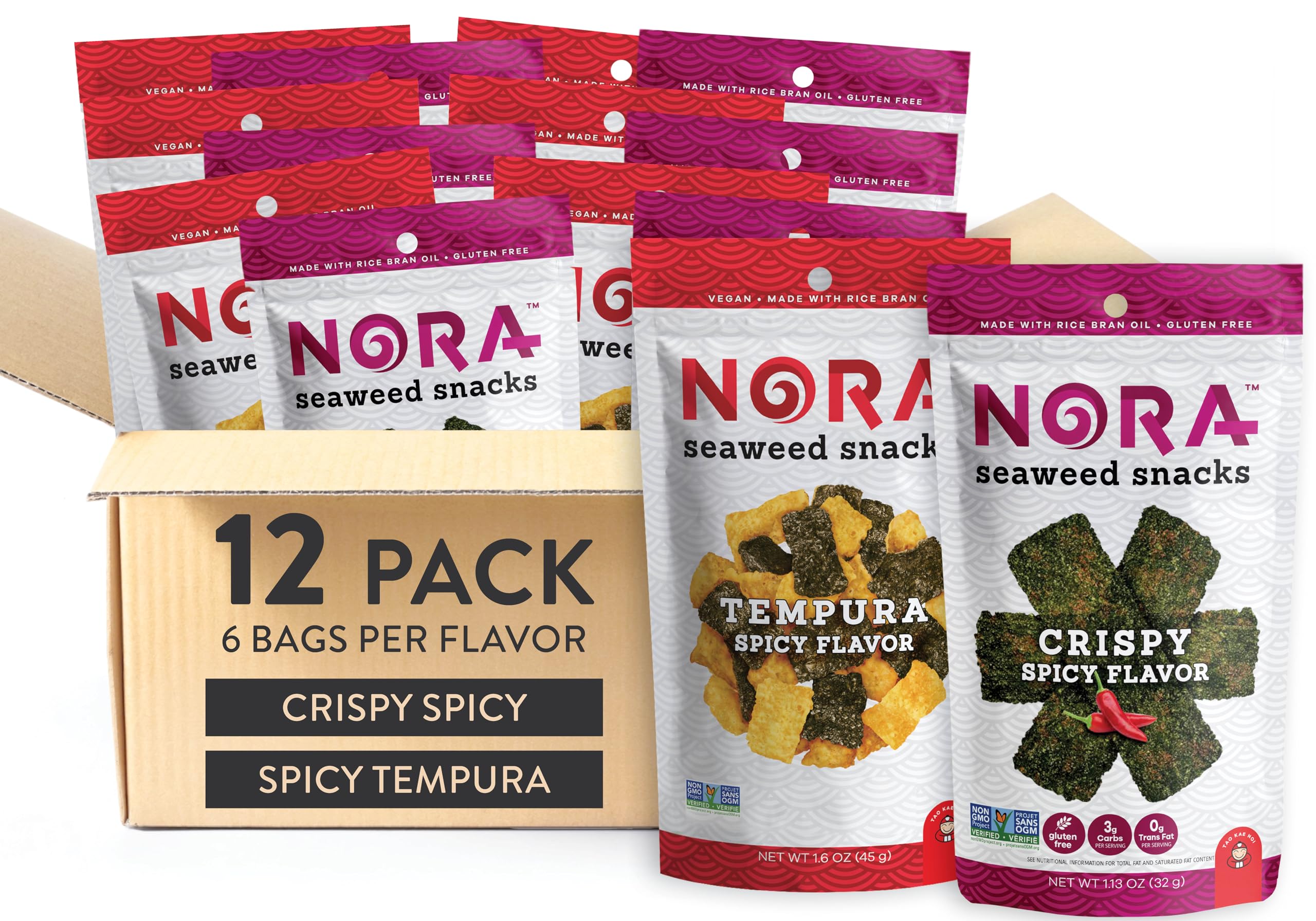 Amazon.com: Spicy + Spicy Tempura Seaweed Snacks Bundle by Nora