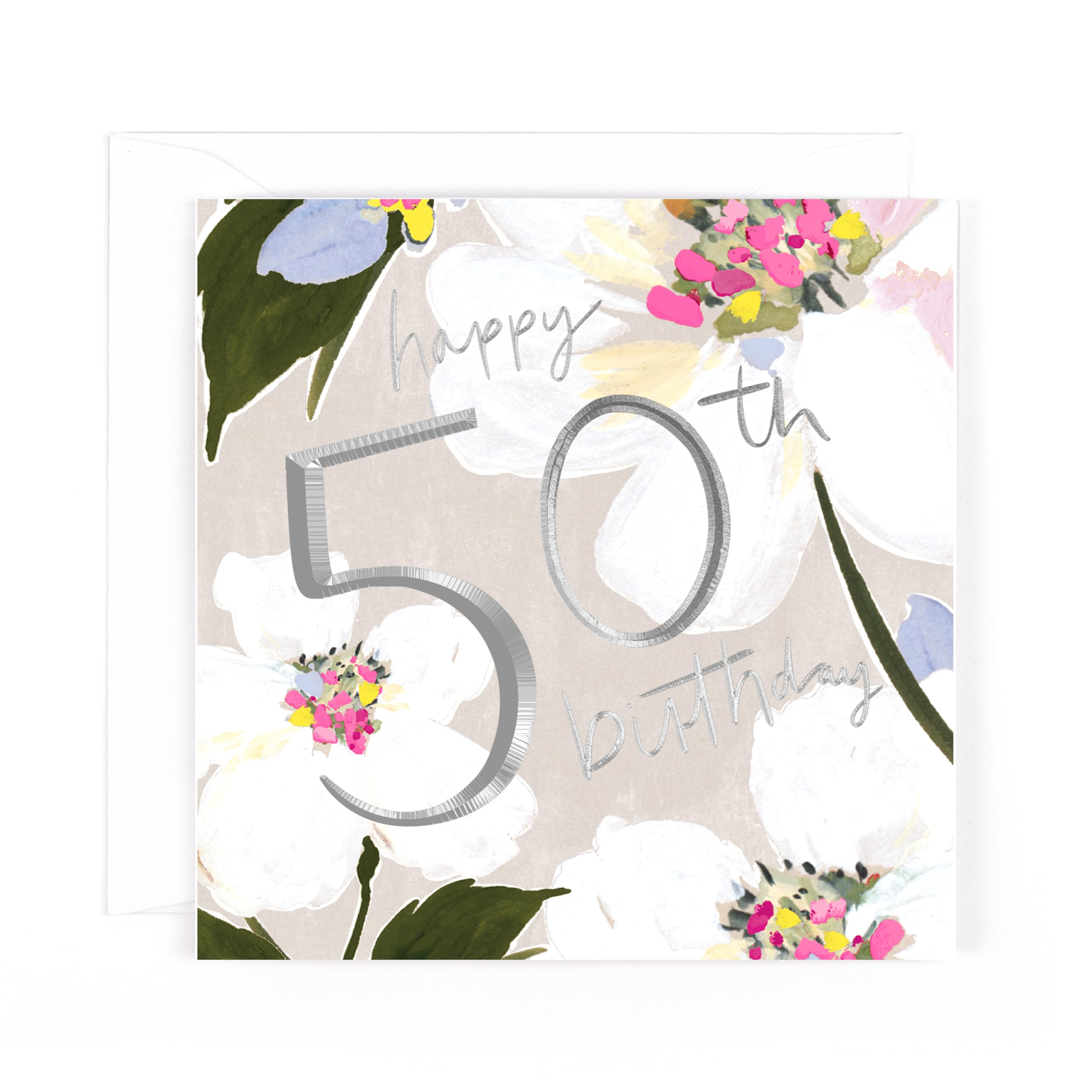 Hotchpotch Luxury Foiled 50th Birthday Greetings Card - Contemporary Design, 6 X 6 Inches