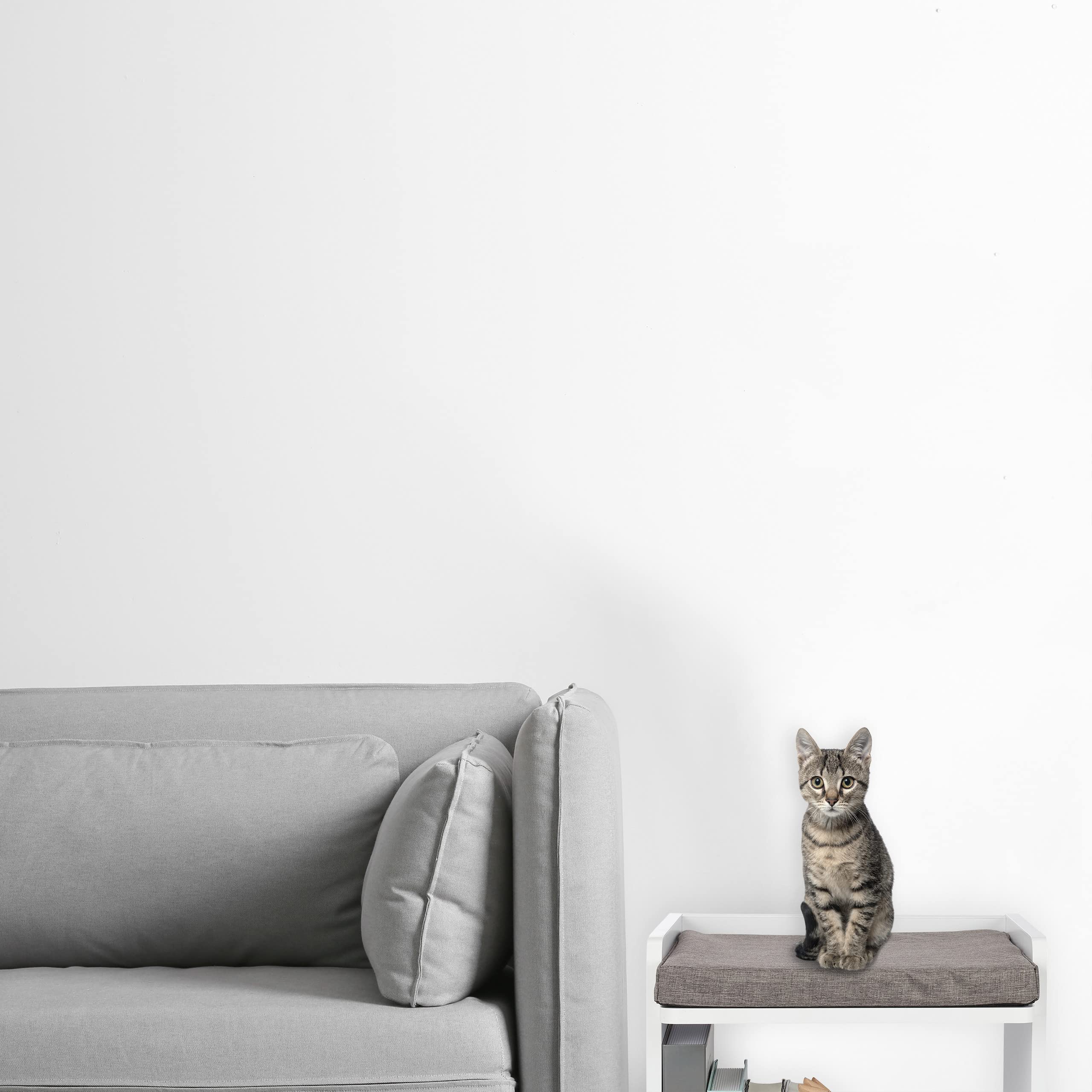 Tavolino Da Salotto Con Cuccia Per Gatti Relaxdays - Bianco, 45x40x44,5 Cm, Con Cuscino