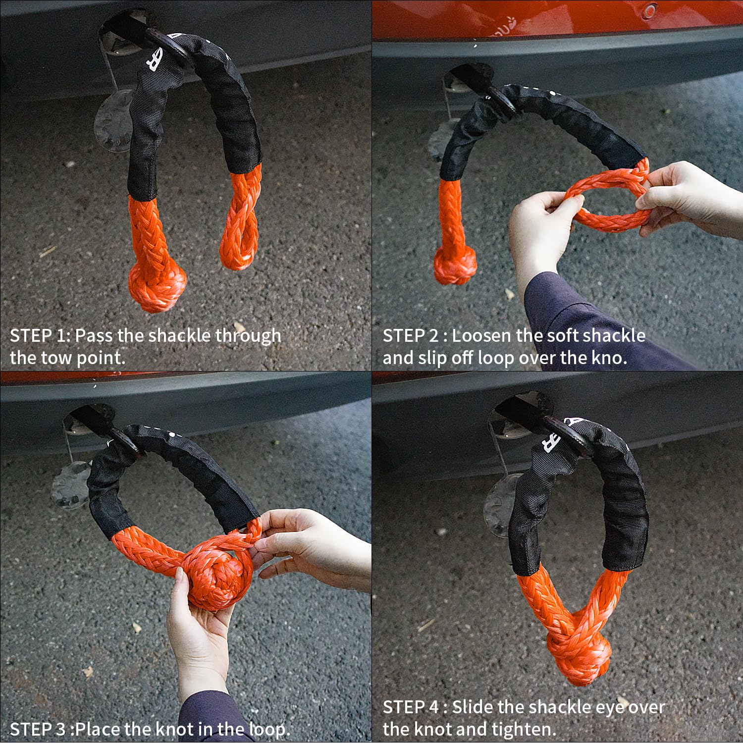 Recovery Rope Shackle Snapklik.com : UCEDER Soft Shackle,Synthetic Shackle Rope Recovery Kit