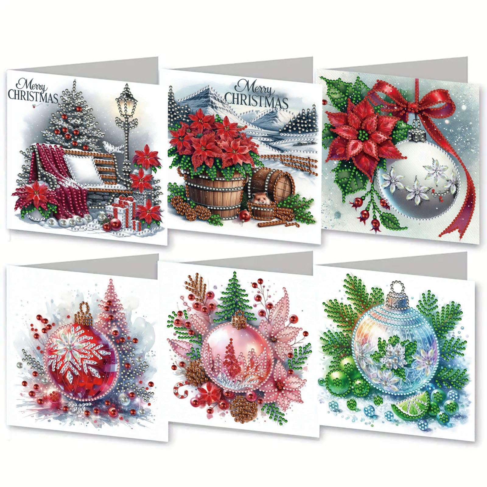 DIY Diamond Art Painting Greeting Cards Set, 5D DIY Diamond Christmas Halloween Blessing Greeting Wish, Birthday Card Making Kits for Family Friends