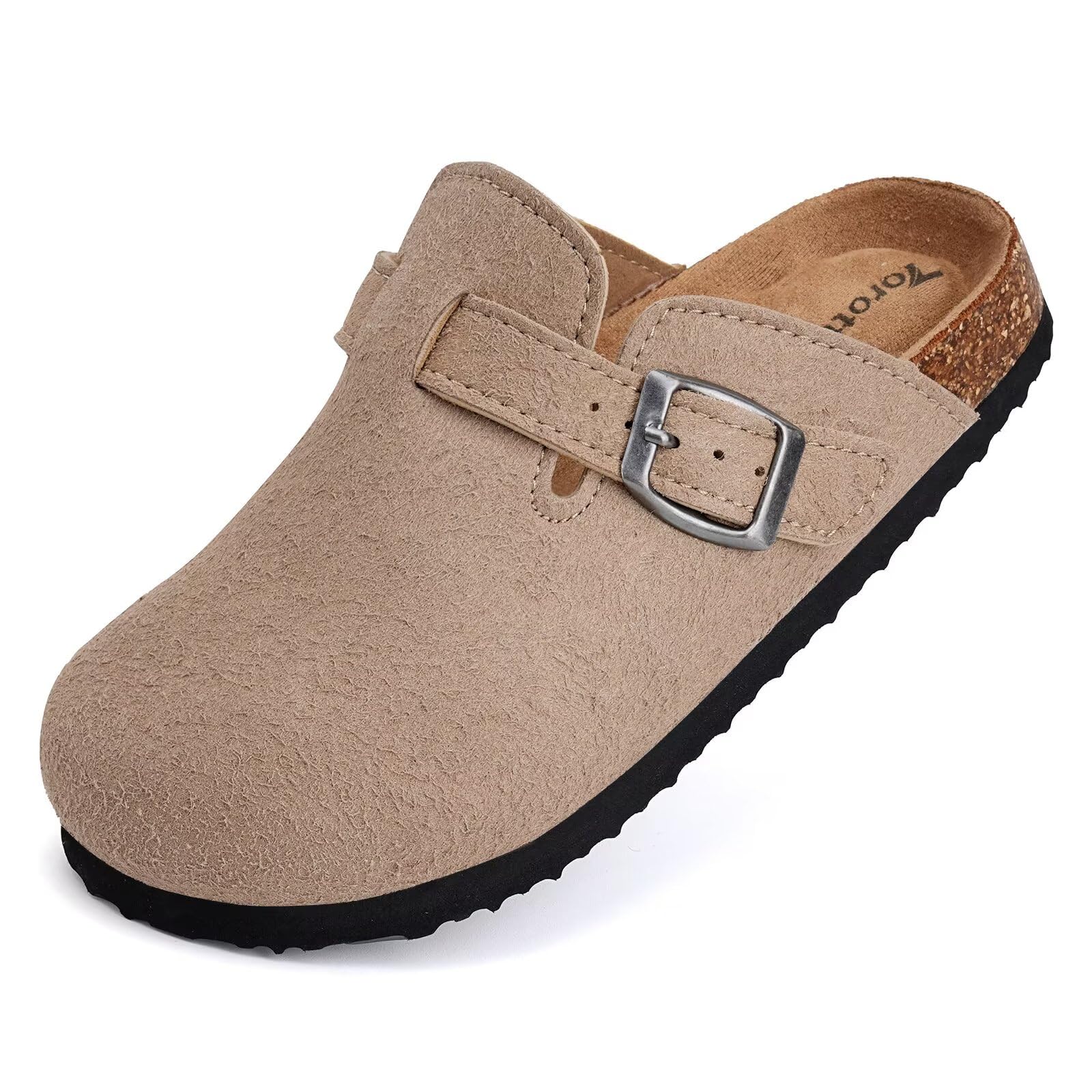 Torotto Kids Suede Clogs Cork Footbed Toddler Slippers with Arch Support & Adjustable Straps for Boys Girls Indoor & Outdoor