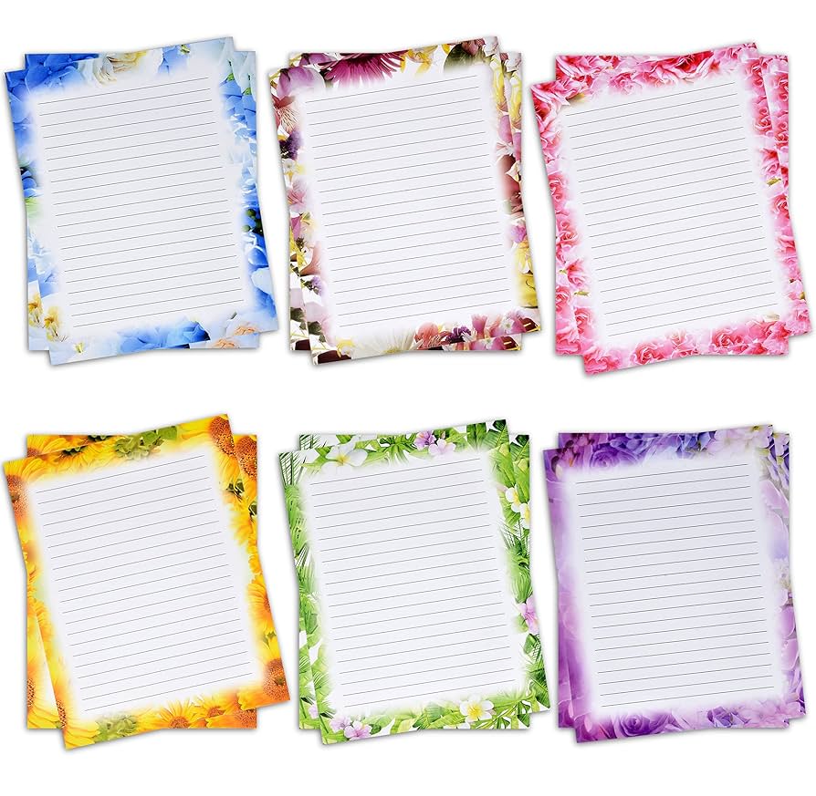 Amazon.com : Gift Boutique 120 Pack Floral Lined Stationery Paper Letterhead Sheets, 8.5 amazon-com-gift-boutique-120-pack-floral-lined-stationery-paper-letterhead-sheets-8-5-x-11-6-flower-designs-double-sided-writing-printing-crafting-supplies-office-products